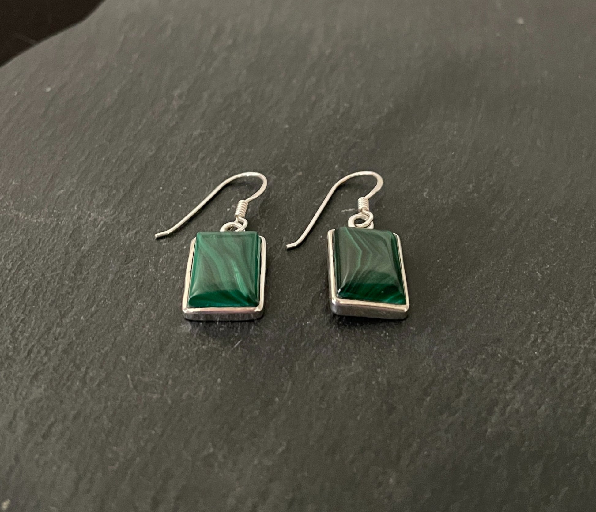 Malachite Rectangle Earrings image 1