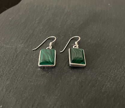 Malachite Rectangle Earrings image 1