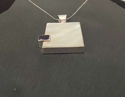 Amethyst and Mother of Pearl Pendant image 1