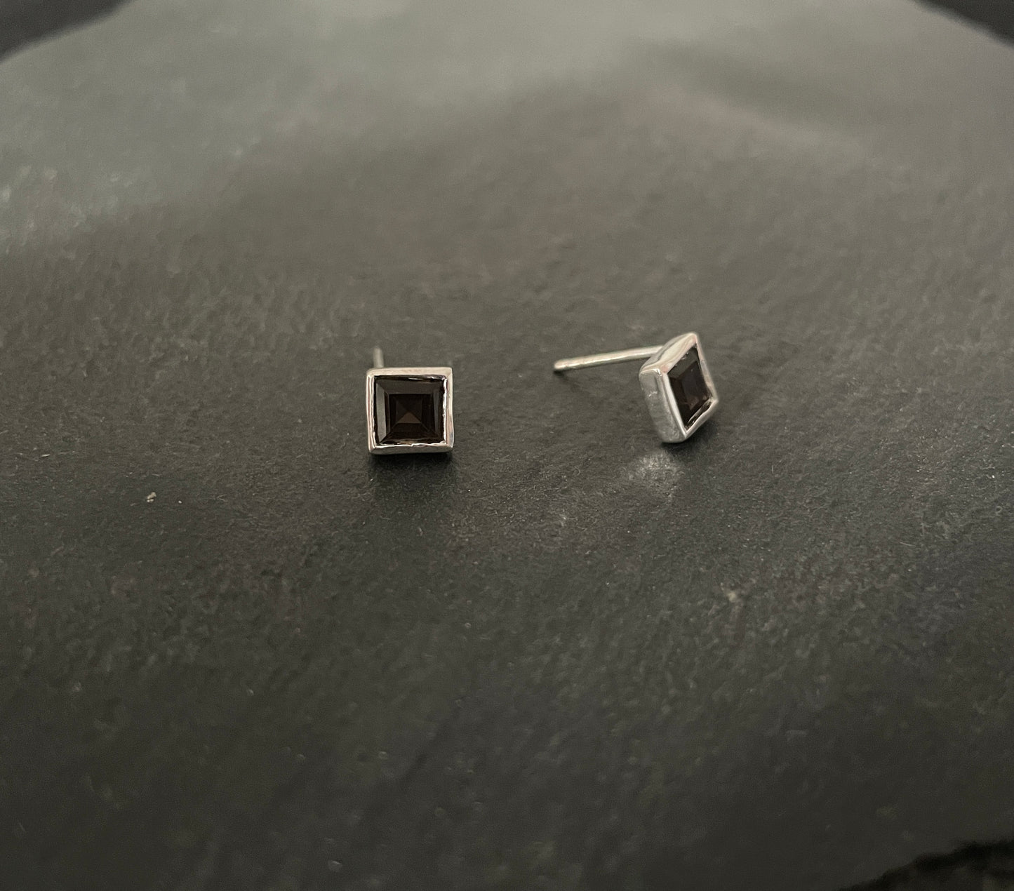 Smokey Quartz Square Studs image 1