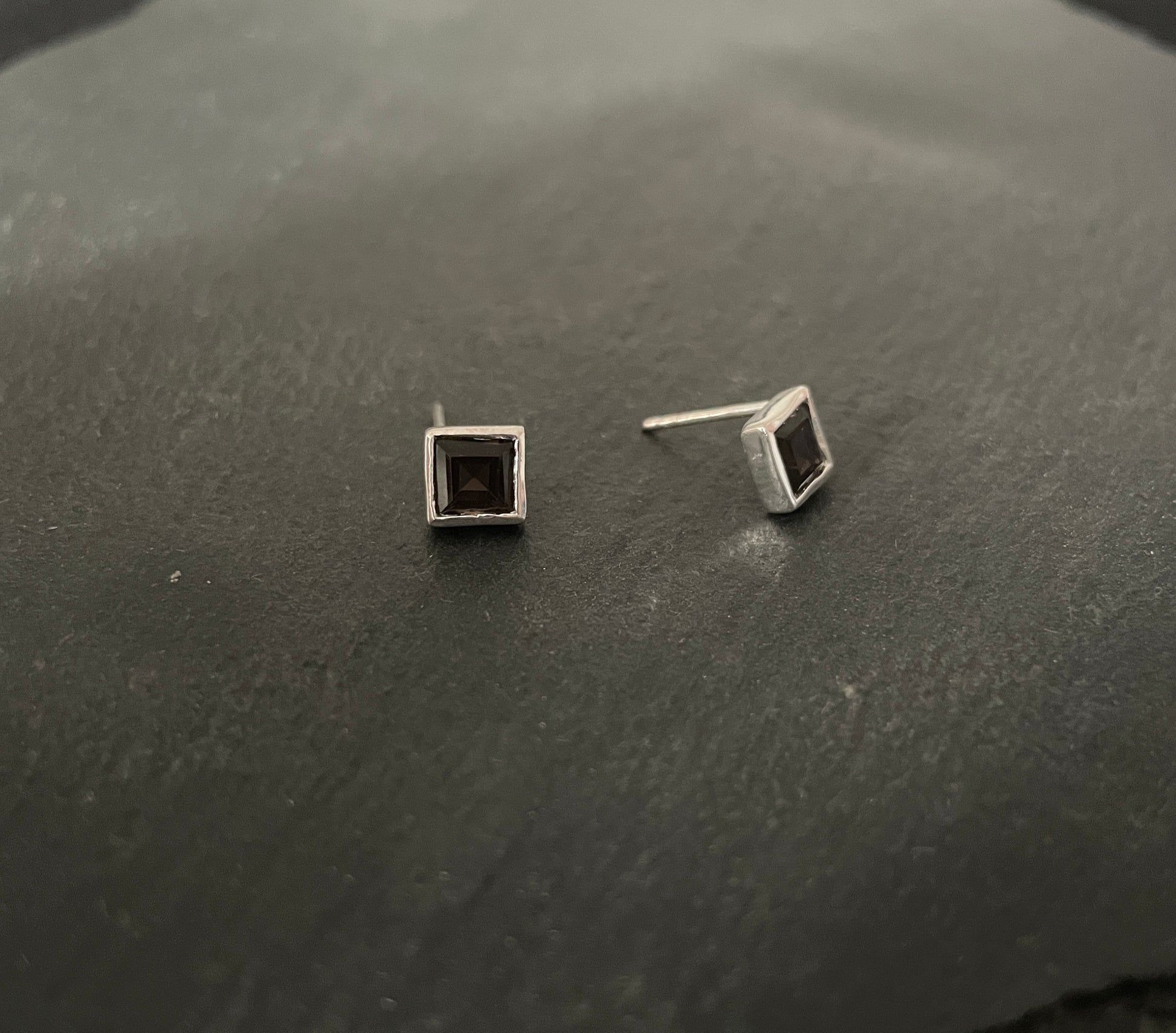 Smokey Quartz Square Studs image 1