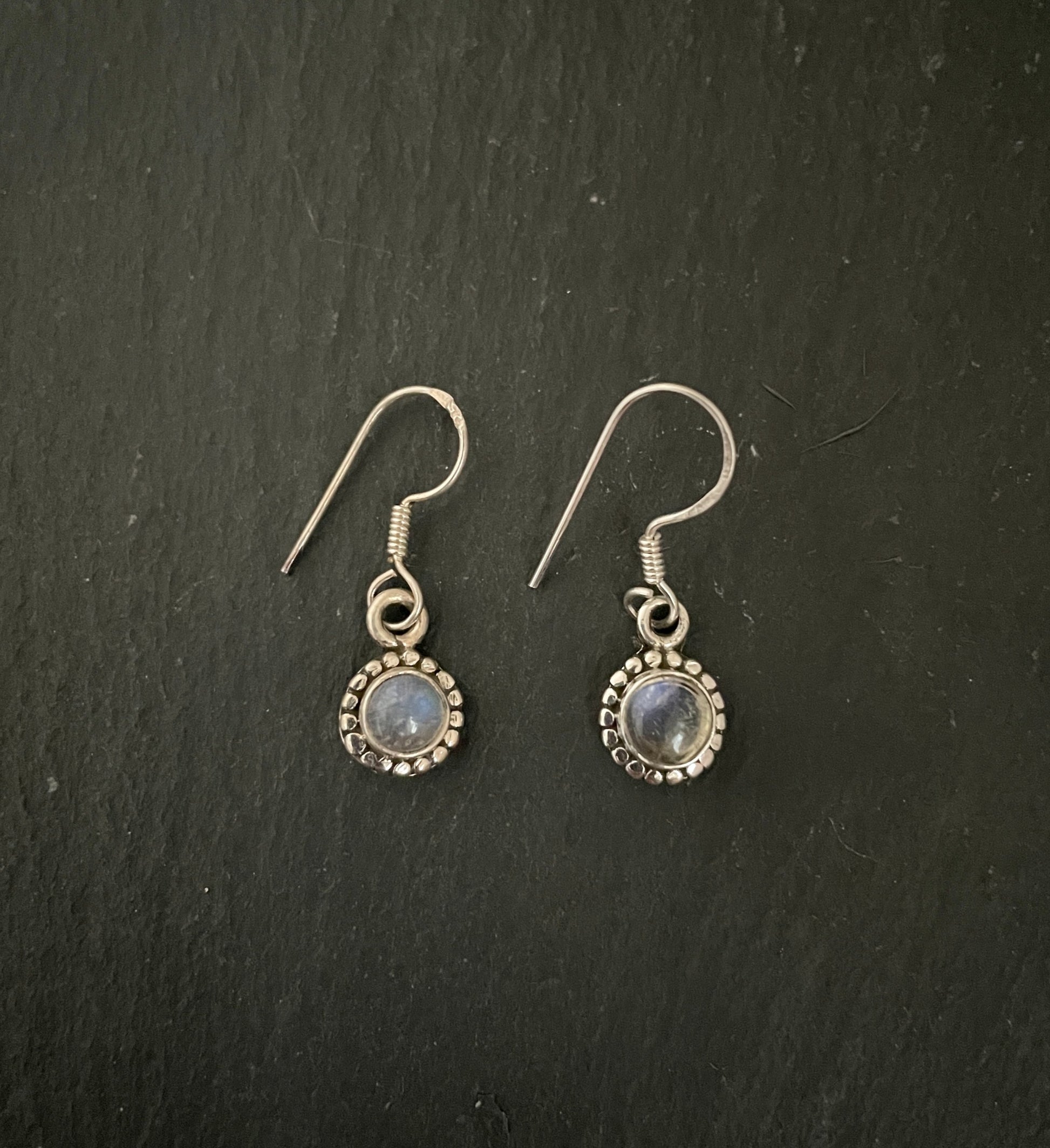 Round Moonstone Earrings image 0