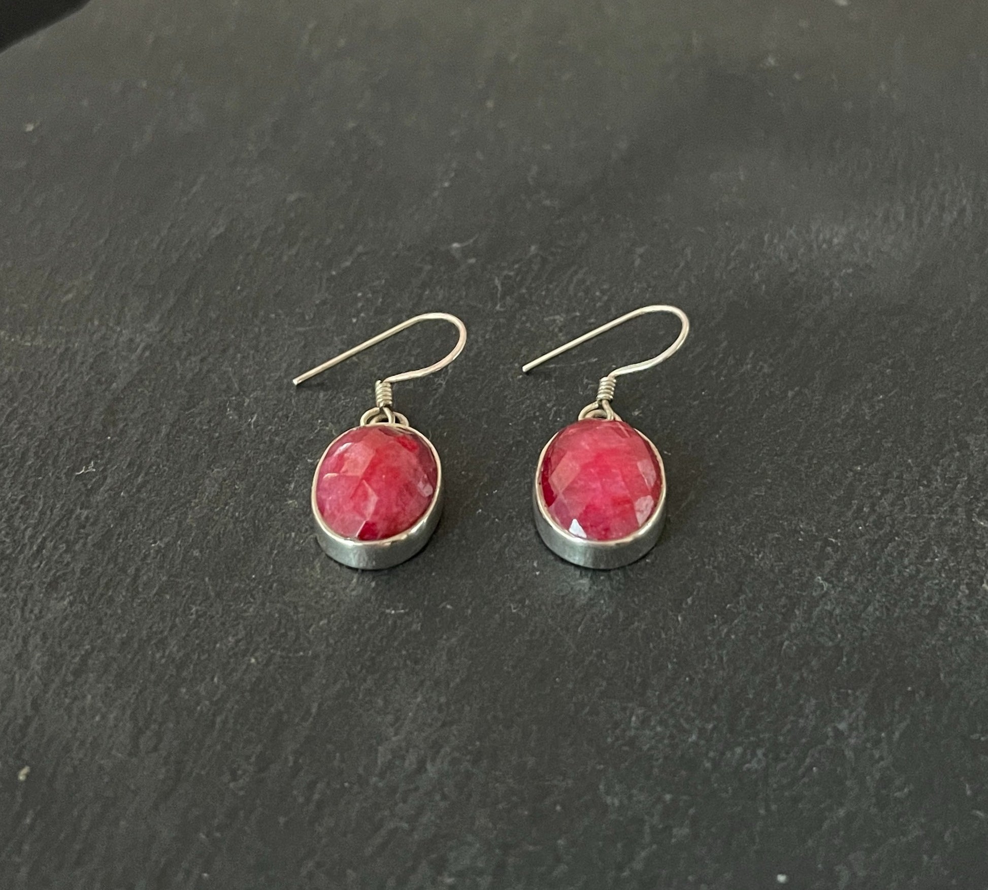 Ruby and Silver Earrings image 1