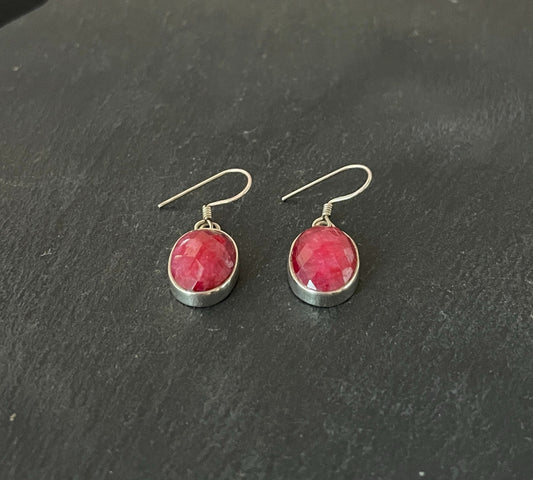 Ruby and Silver Earrings image 1