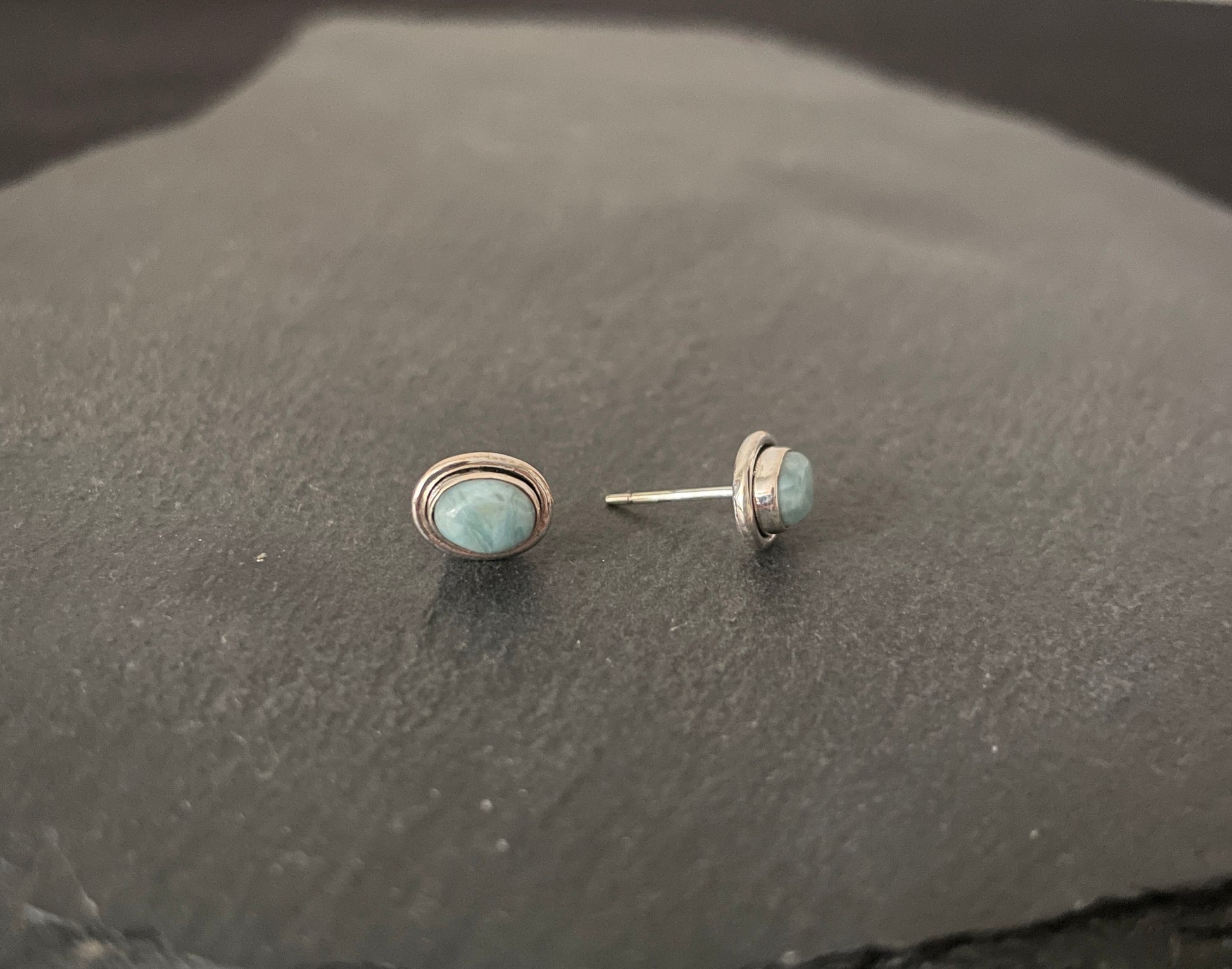 Oval Larimar Stud Earring image 1
