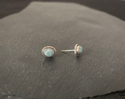 Oval Larimar Stud Earring image 1