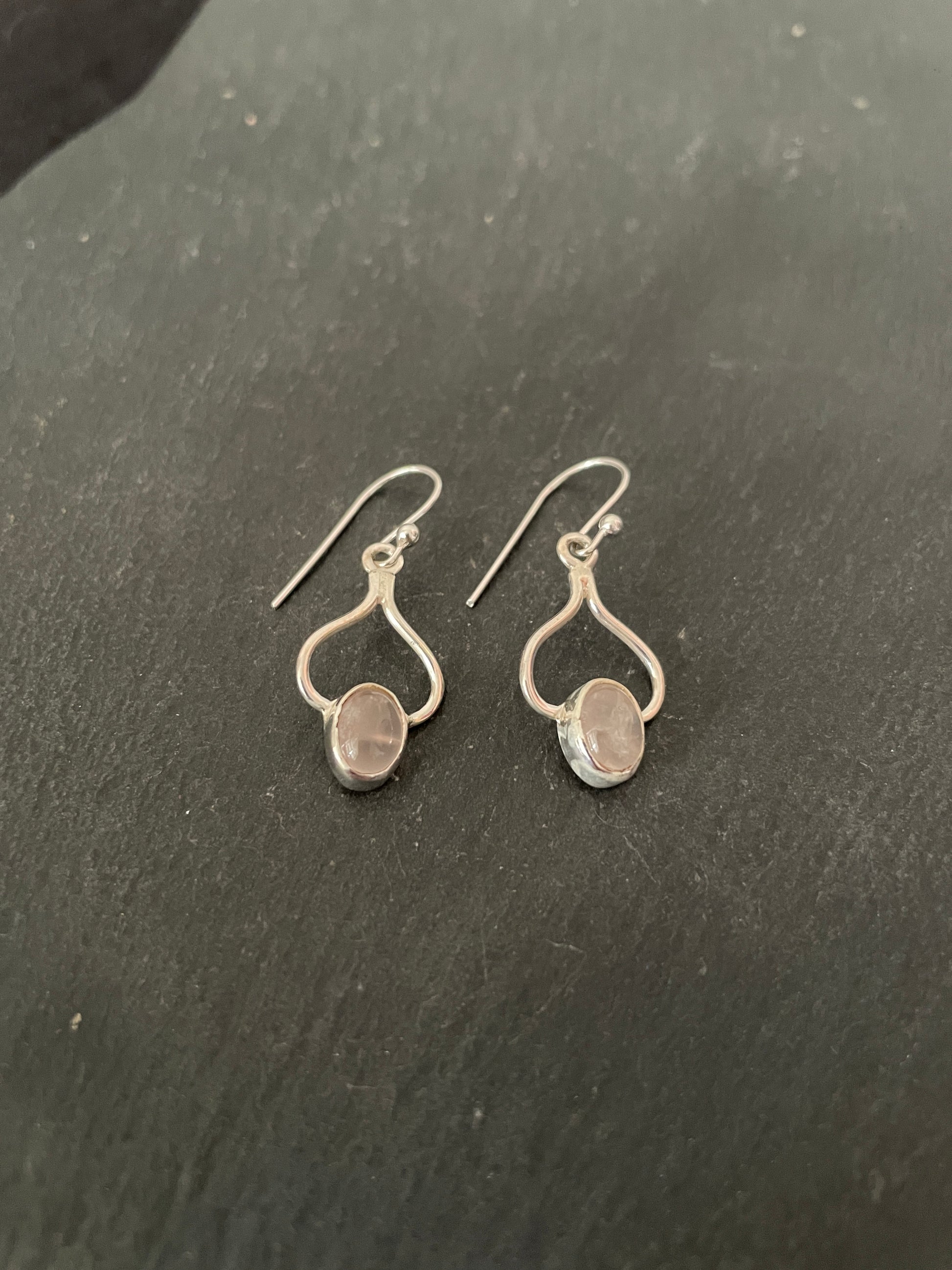 Rose Quartz and Silver Earrings image 1
