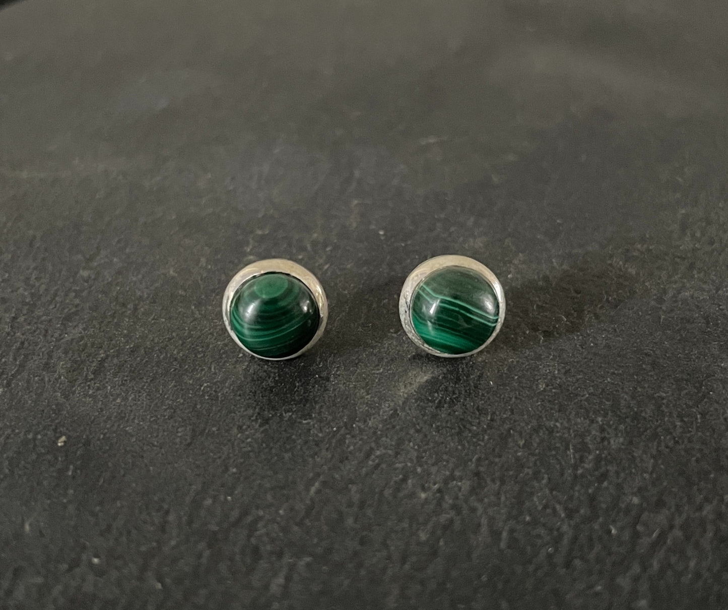 Round Malachite Stud Earrings image 0