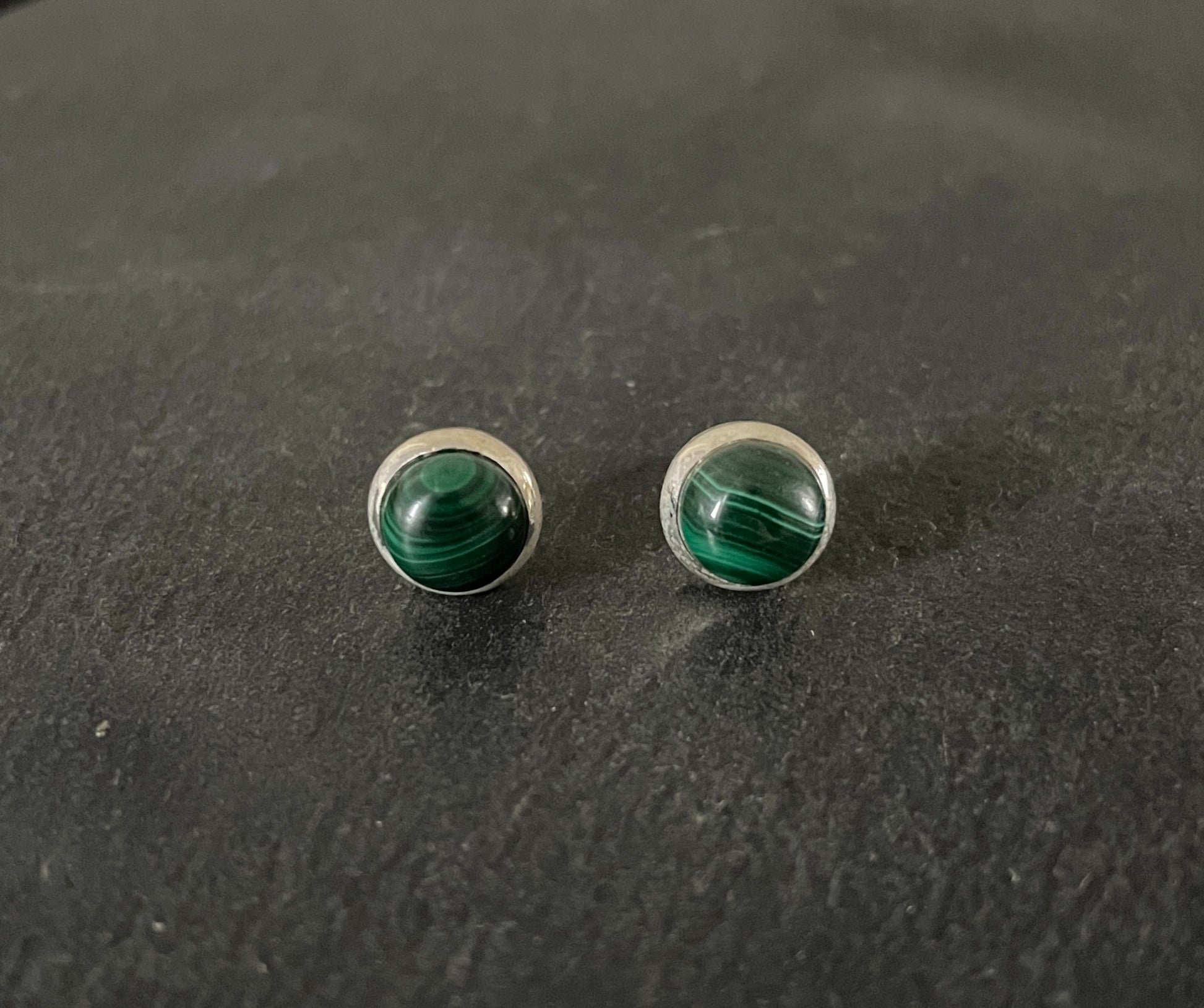 Round Malachite Stud Earrings image 0