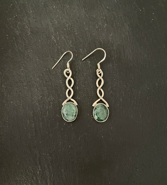Emerald and Silver Earrings image 0
