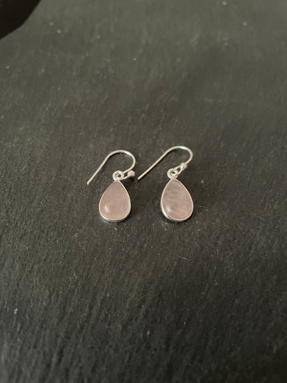 Teardrop Rose Quartz Earrings image 1