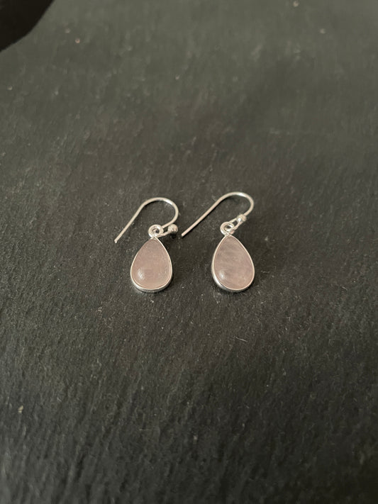 Teardrop Rose Quartz Earrings image 1