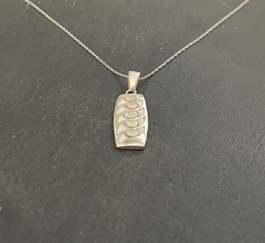 Shiva Shell and Silver Rectangle Pendant image 1