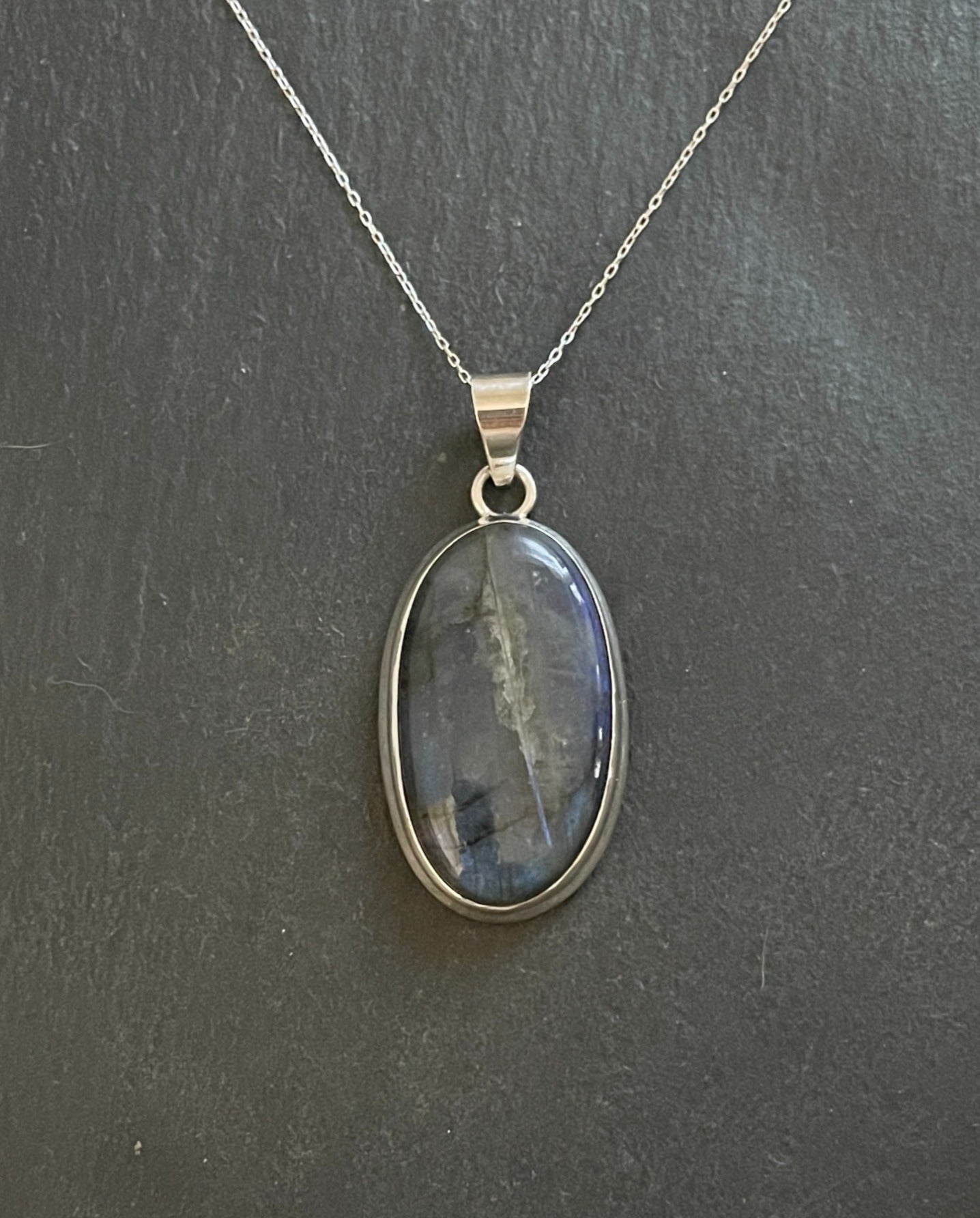 Labradorite and Silver Oval Pendant image 0