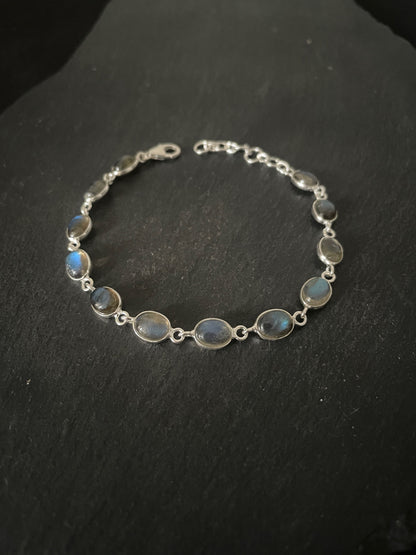 Labradorite and Silver Oval Bracelet image 0