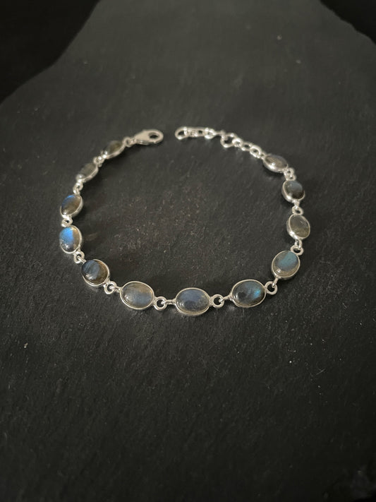 Labradorite and Silver Oval Bracelet image 0