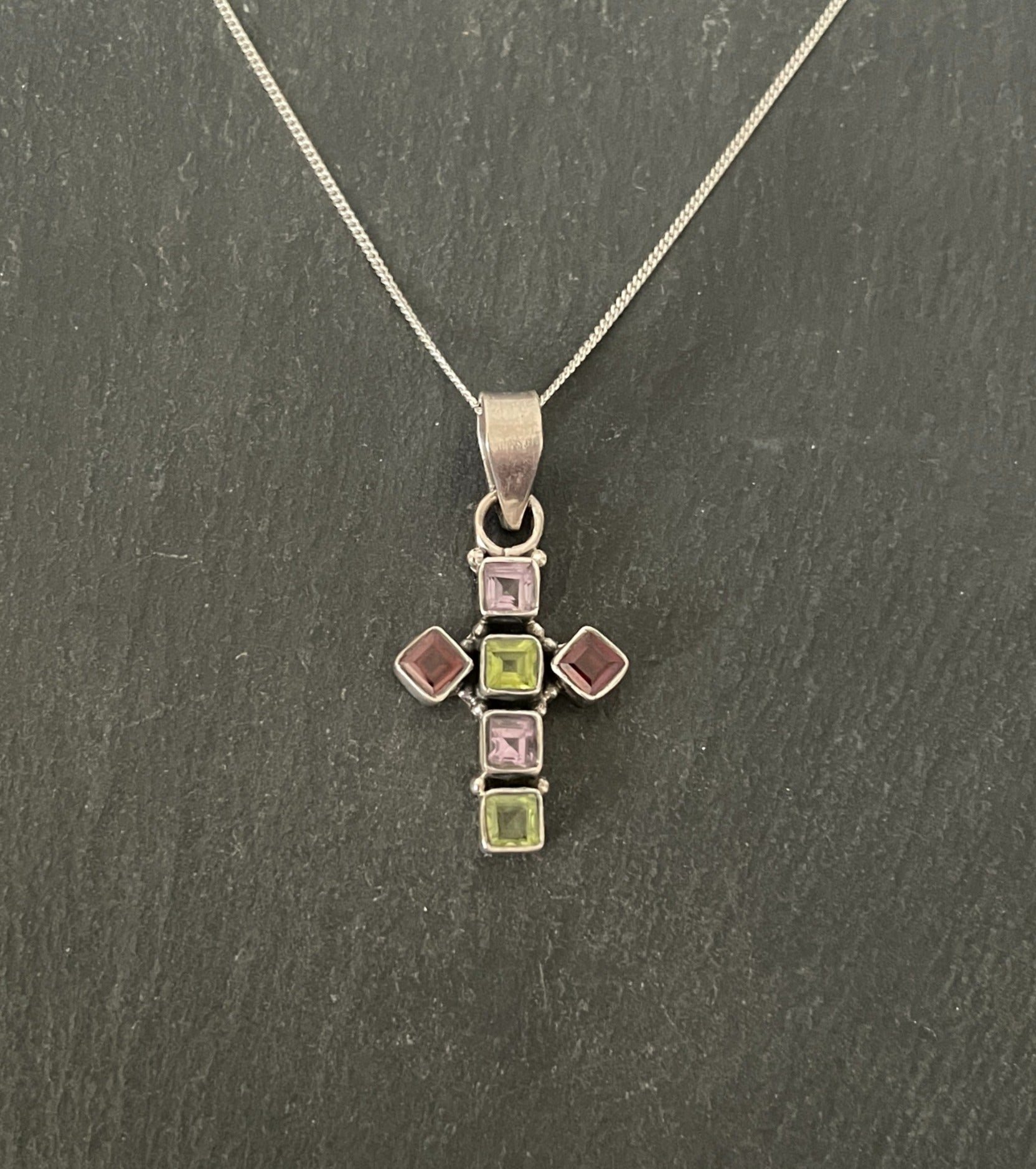 Mixed Stone Cross Pendant image 0