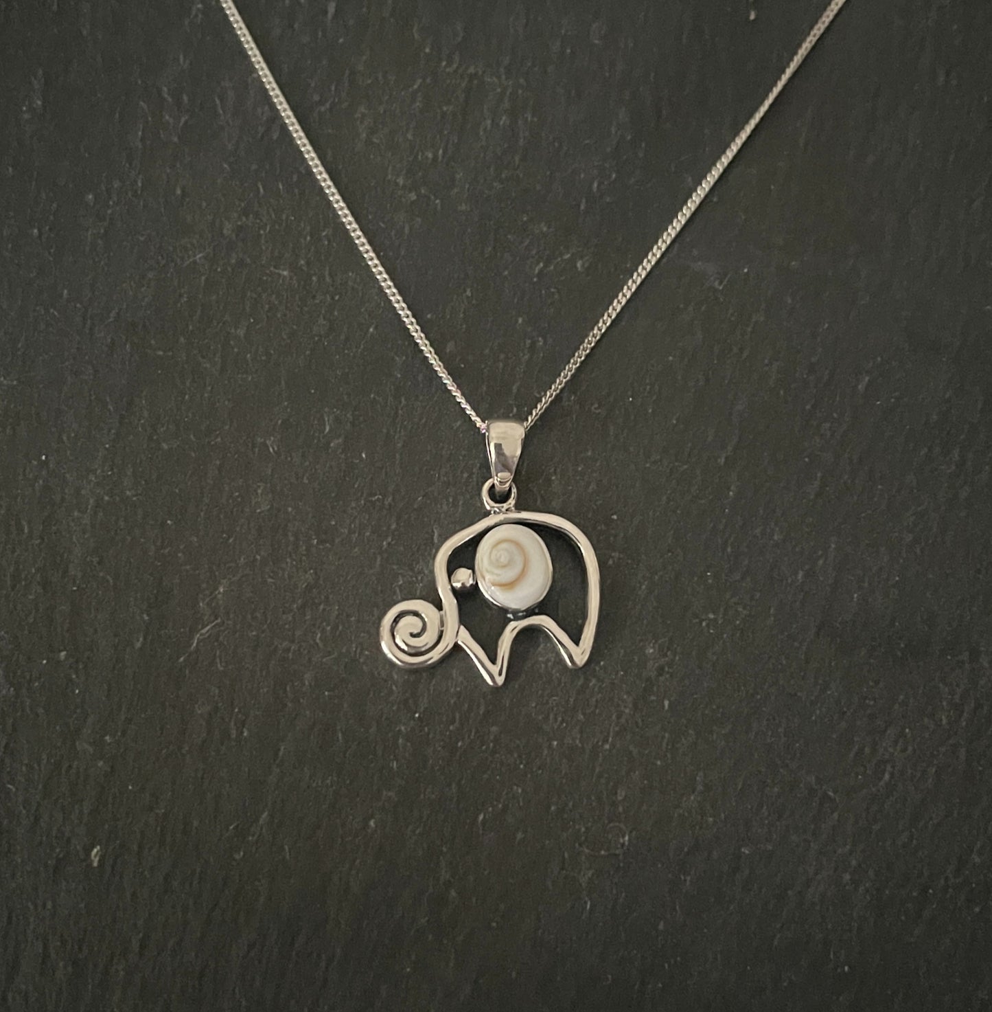 Shiva Shell and Silver Elephant Pendant image 0