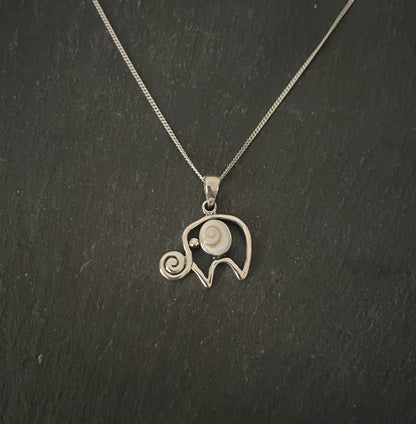 Shiva Shell and Silver Elephant Pendant image 0