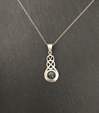 Mosaic Opal and Silver Celtic Pendant image 0