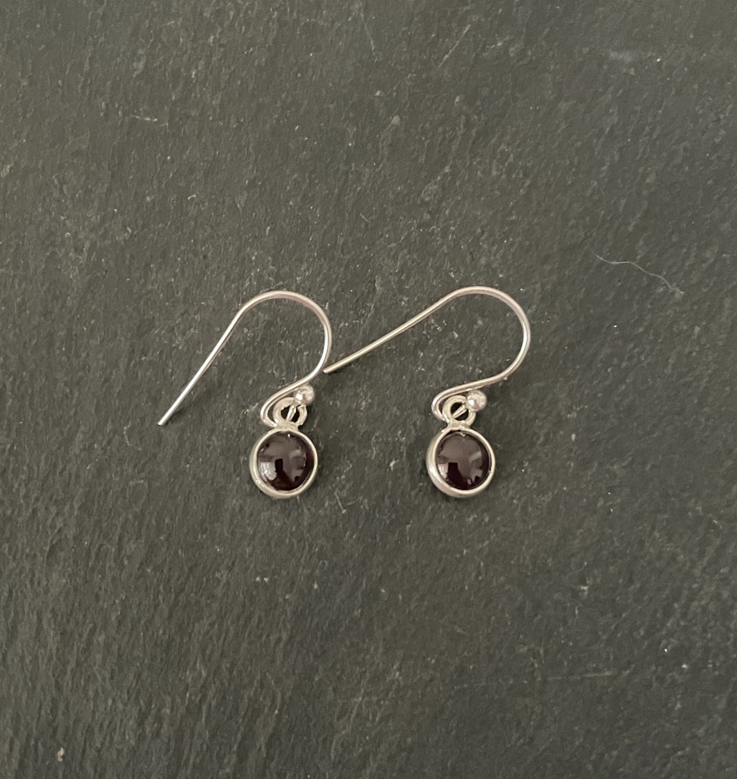 Round Garnet Drop Earrings image 0