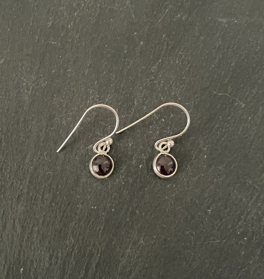 Round Garnet Drop Earrings image 0
