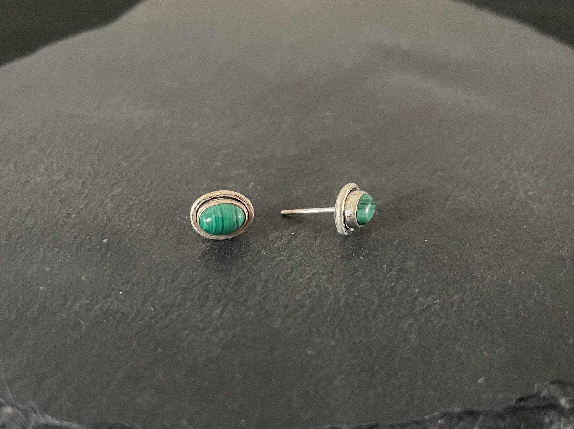 Oval Malachite Stud Earrings image 1