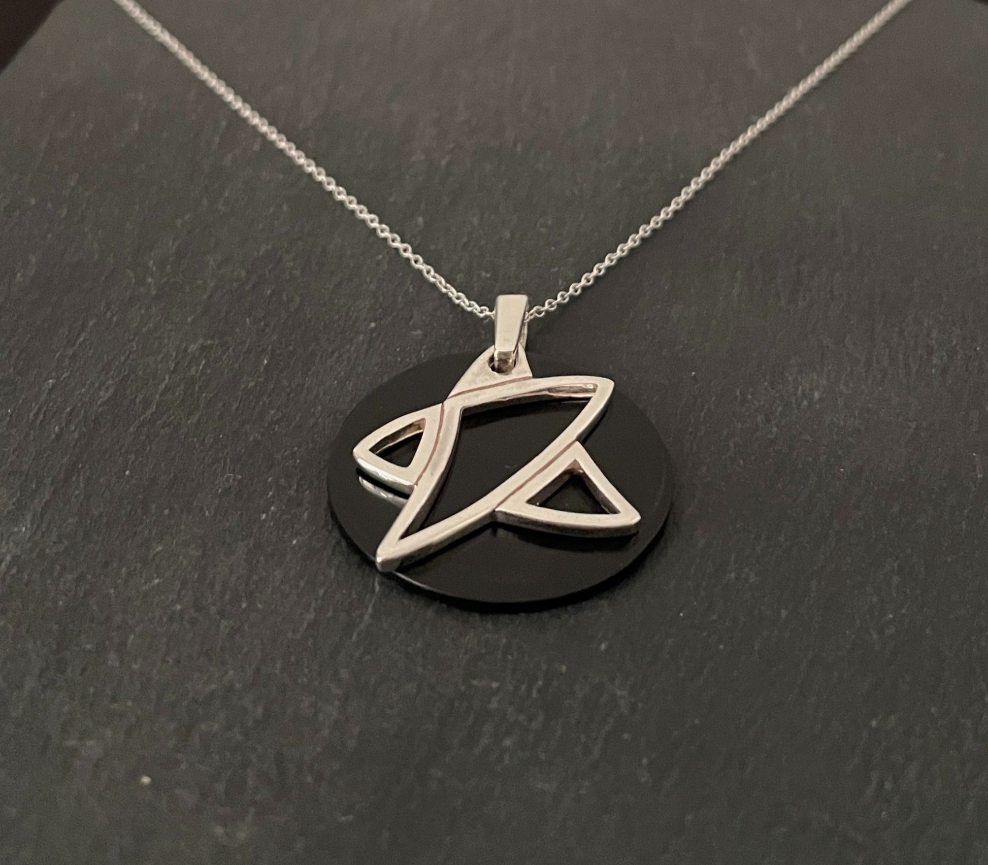 Black Onyx and Silver Star Pendant image 1