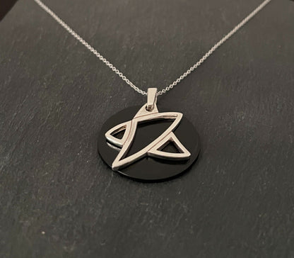 Black Onyx and Silver Star Pendant image 1