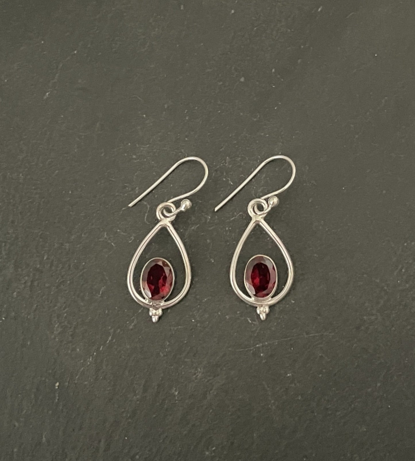 Garnet and Silver Teardrop Earrings image 0