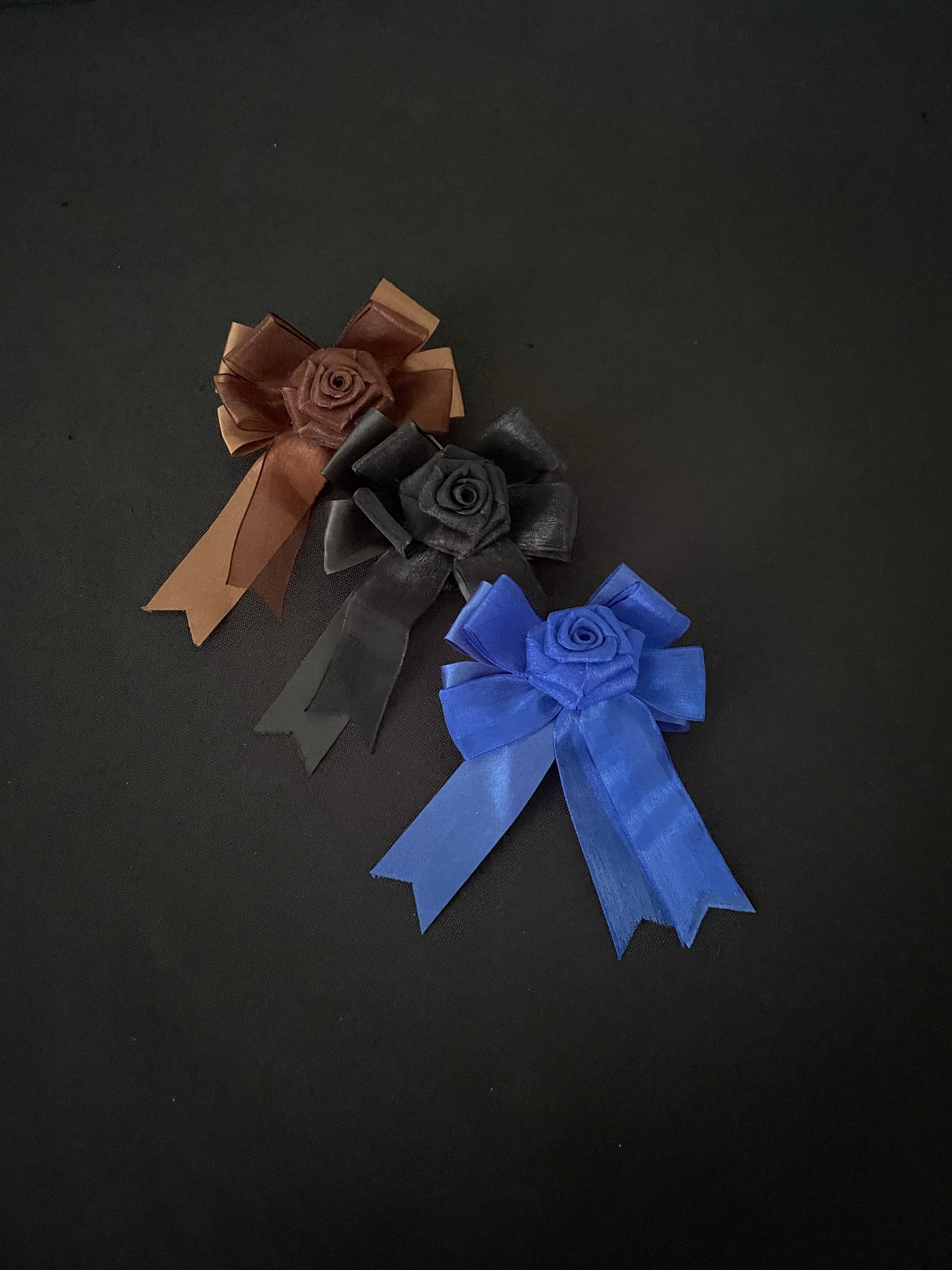 Brown Blue and Black Bow Hair Clips image 0