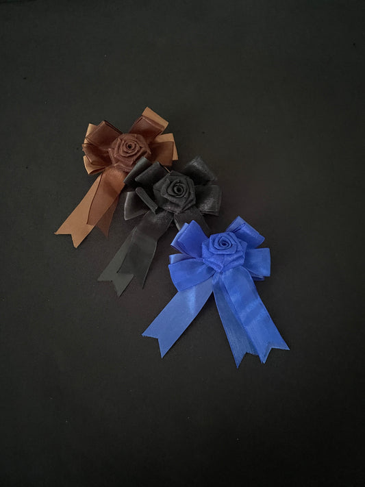 Brown Blue and Black Bow Hair Clips image 0