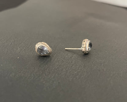 Teardrop Blue Topaz Studs image 1