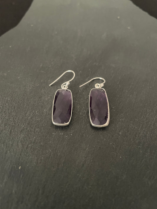 Amethyst Rectangle Earrings image 1
