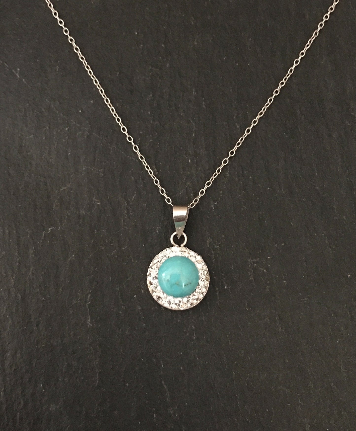 Round Turquoise & Cubic Zirconia Pendant image 0