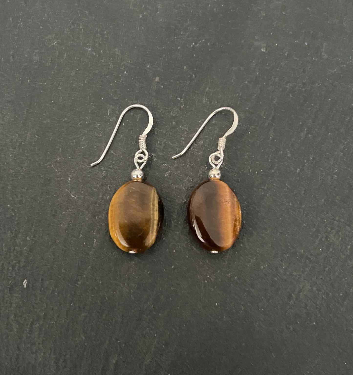 Tiger's Eye Oval Drop Earrings image 0