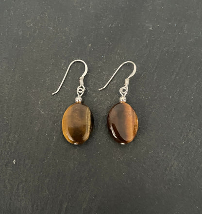 Tiger's Eye Oval Drop Earrings image 0
