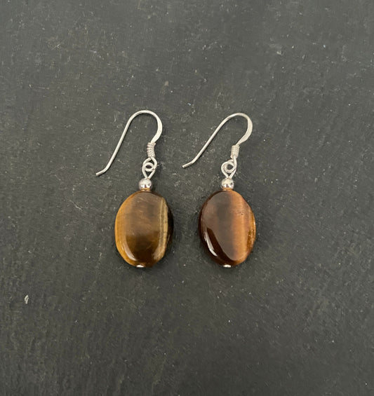 Tiger's Eye Oval Drop Earrings image 0