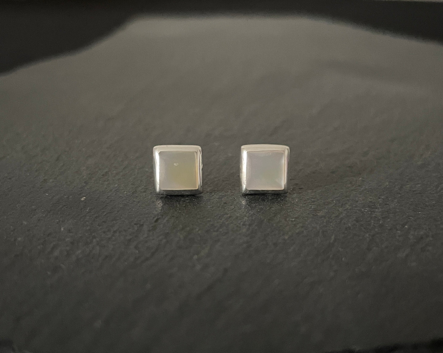 Mother of Pearl Square Stud Earrings image 0
