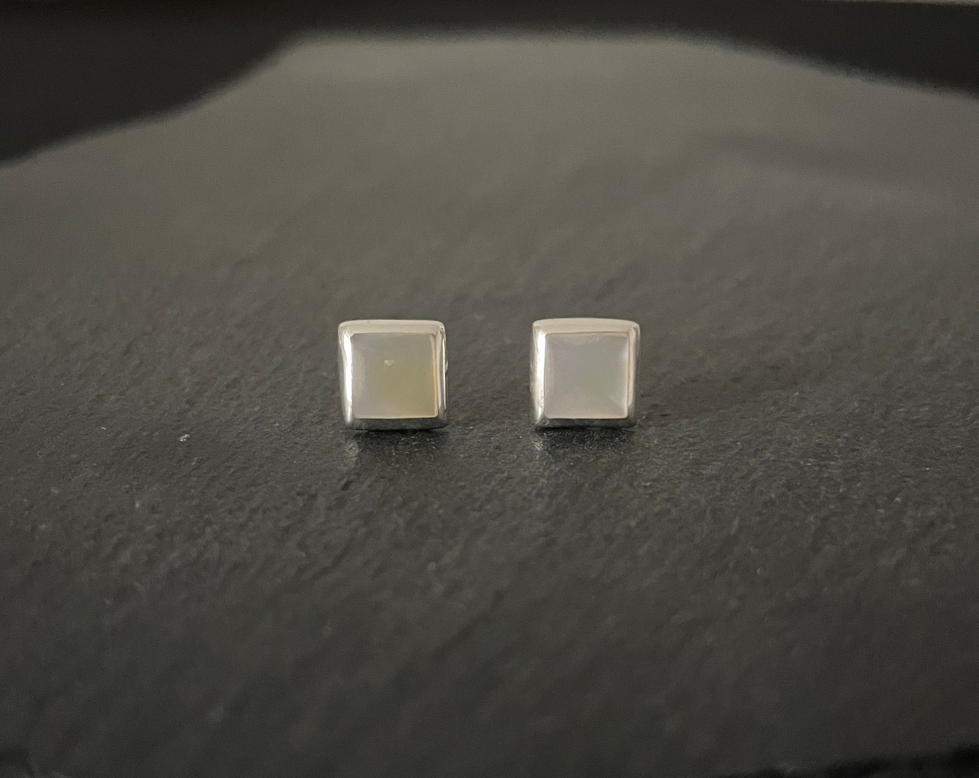 Mother of Pearl Square Stud Earrings image 0