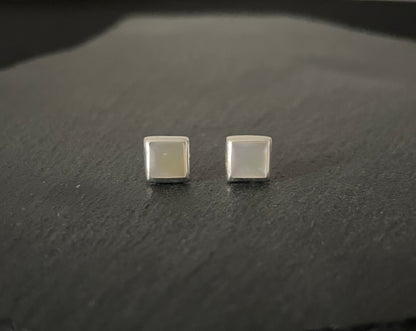 Mother of Pearl Square Stud Earrings image 0