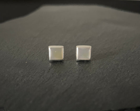 Mother of Pearl Square Stud Earrings image 0