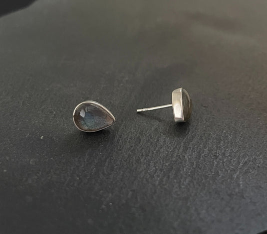 Teardrop Labradorite Stud Earrings image 1