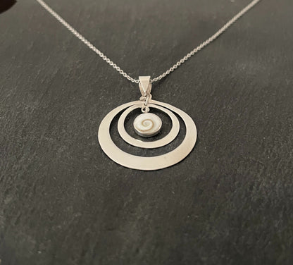 Shiva Shell and Silver Round Pendant image 1
