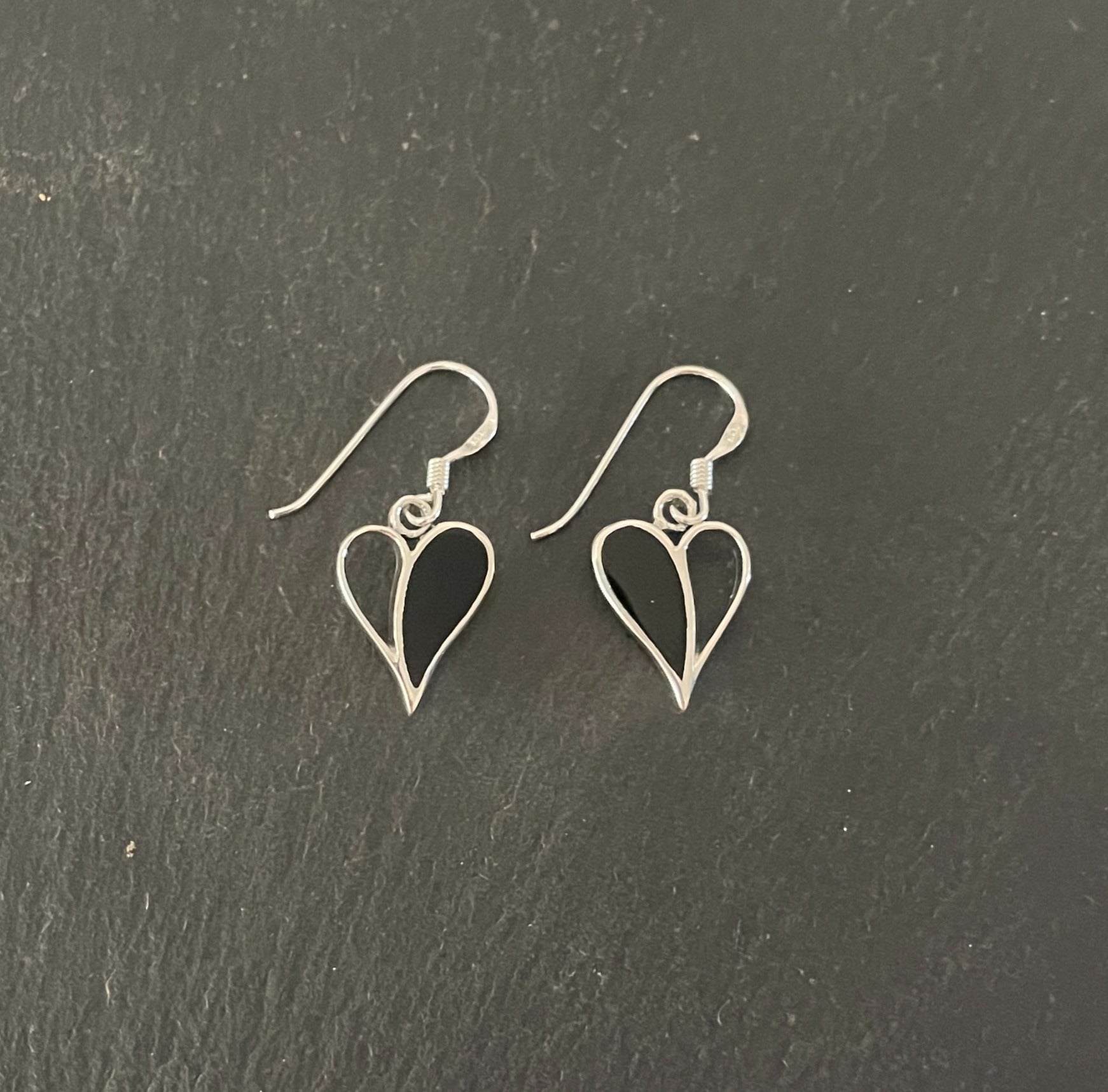 Black Onyx Heart Earrings image 0