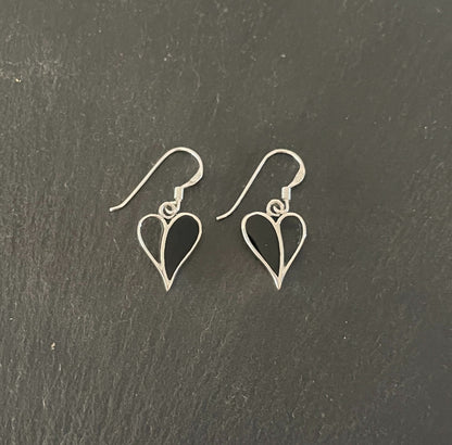 Black Onyx Heart Earrings image 0
