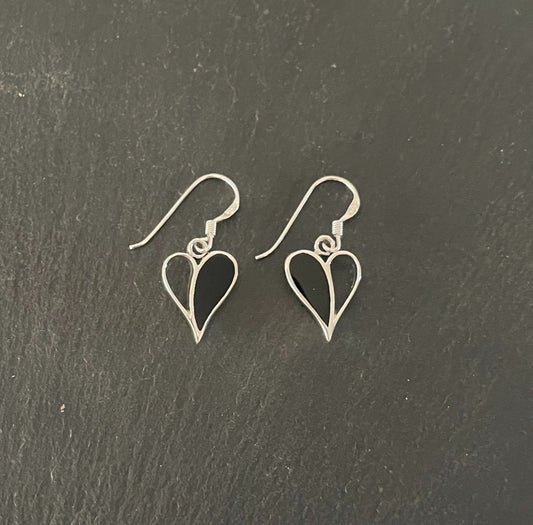 Black Onyx Heart Earrings image 0