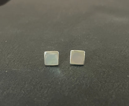 Mother of Pearl Square Stud Earrings image 0