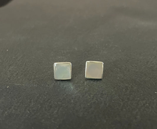 Mother of Pearl Square Stud Earrings image 0