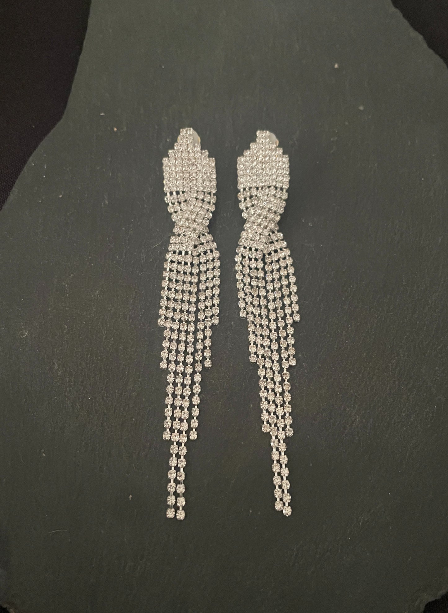 Twist Bling Drop Clip On Earrings image 0